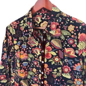 Amanda Blue Velvet Trimmed Shirt M